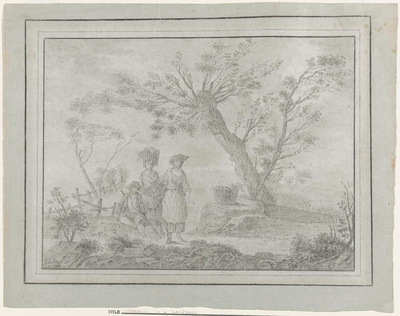 Two Laundresses and a Boy in a Landscape